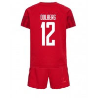 Danmark Kasper Dolberg #12 Replika babykläder Hemmaställ Barn VM 2022 Kortärmad (+ korta byxor)